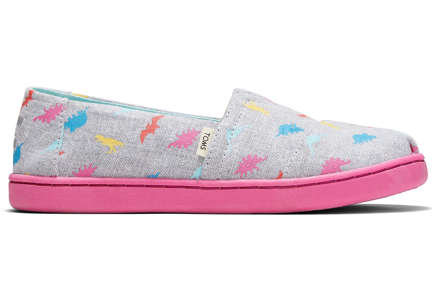 Toms Classics Neon Dino Print - Kids Alpargata Espadrilles - Grey/rose - NZ - 362018HPM